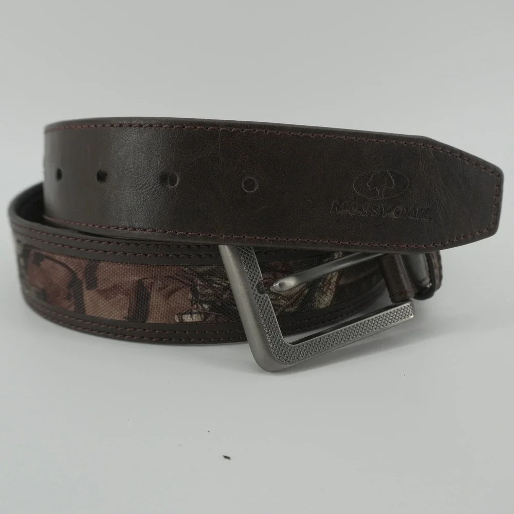 Mossy Oak Belt Mens 38-40 Brown Leather Camo Mesh Lined 8500BW/202